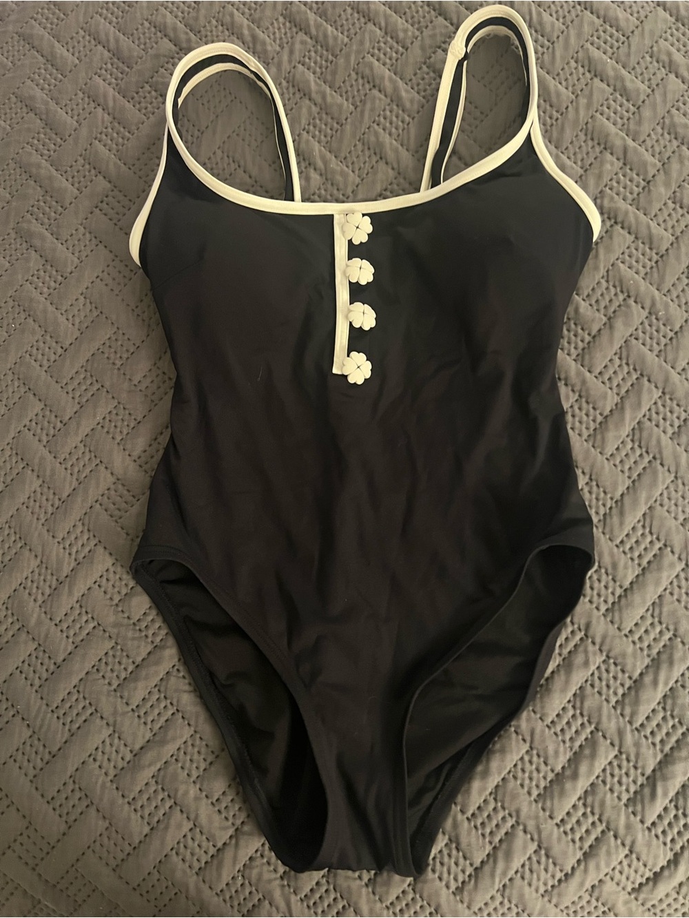 kate spade Black One-Piece Swimsuit with Cream Trim